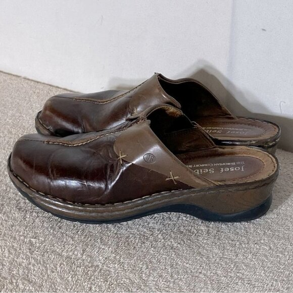 Josef Seibel Brown Leather Slip on Mules 41 - Picture 3 of 13